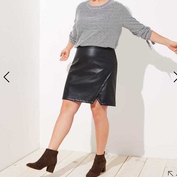 LOFT Dresses & Skirts - Loft Plus size black faux leather skirt NWT 26